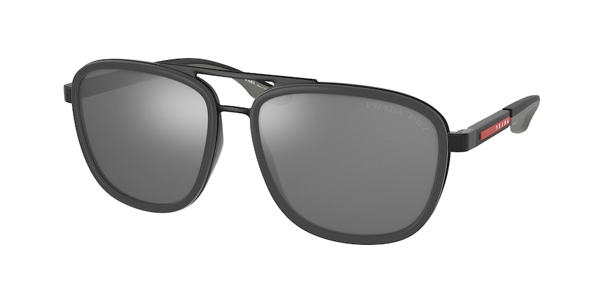 Prada Linea Rossa PS50XS Pillow Sunglasses  09O07H-MATTE BLAK/GREY RUBBER 60-16-145 - Color Map grey