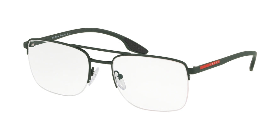 Prada Linea Rossa LIFESTYLE PS51MV Rectangle Eyeglasses  UFI1O1-GREEN RUBBER 53-19-145 - Color Map green