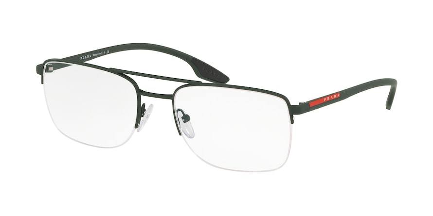 Prada Linea Rossa LIFESTYLE PS51MV Rectangle Eyeglasses  UFI1O1-GREEN RUBBER 55-19-145 - Color Map green