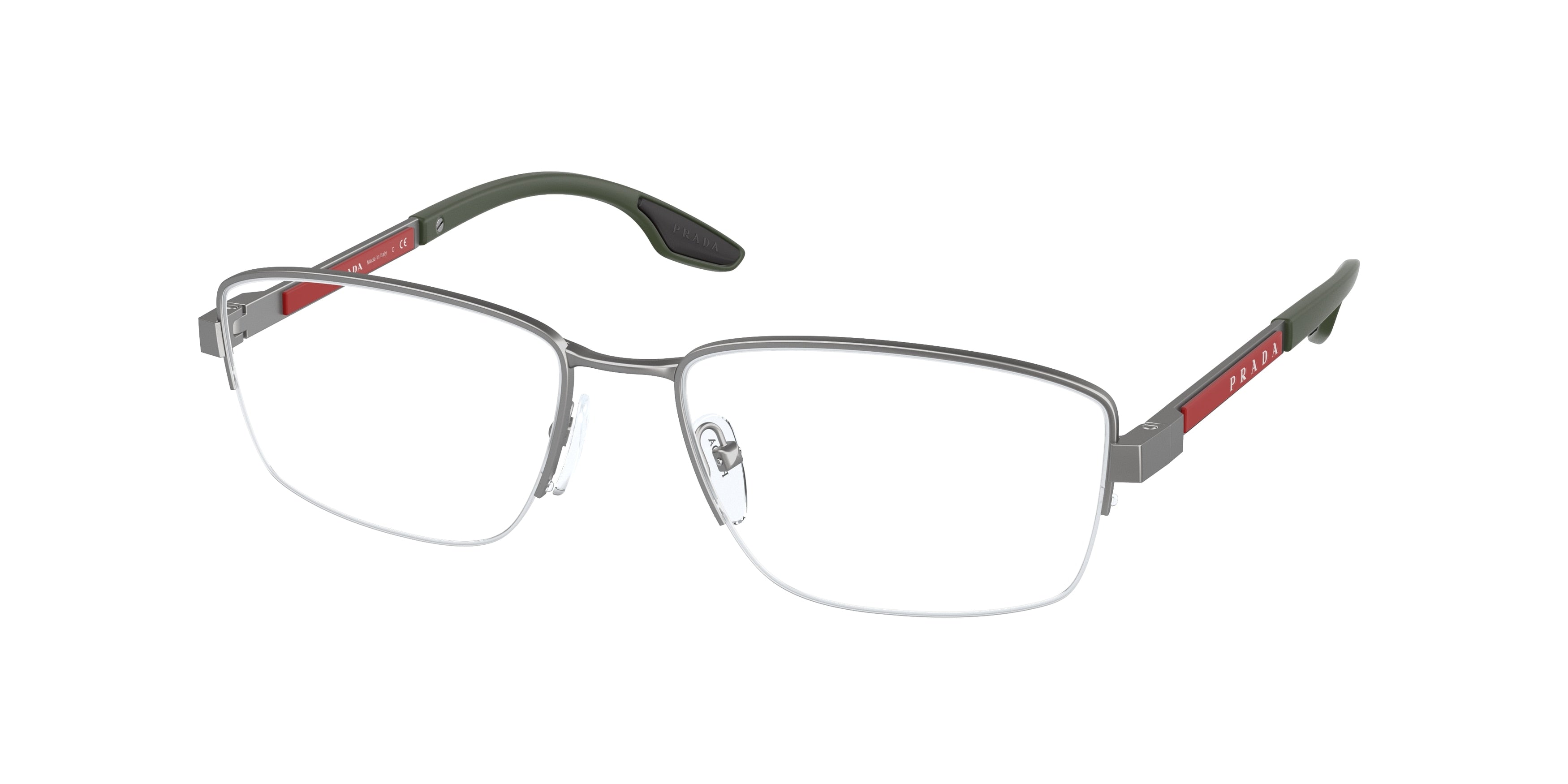Prada Linea Rossa PS51OV Pillow Eyeglasses  7CQ1O1-Matte Gunmetal 54-140-17 - Color Map Grey