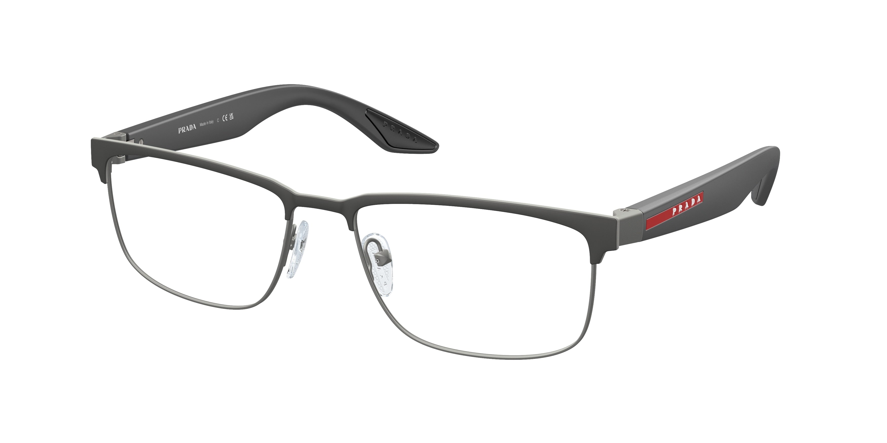 Prada Linea Rossa PS51PV Rectangle Eyeglasses  06P1O1-Grey Rubber 56-145-17 - Color Map Grey