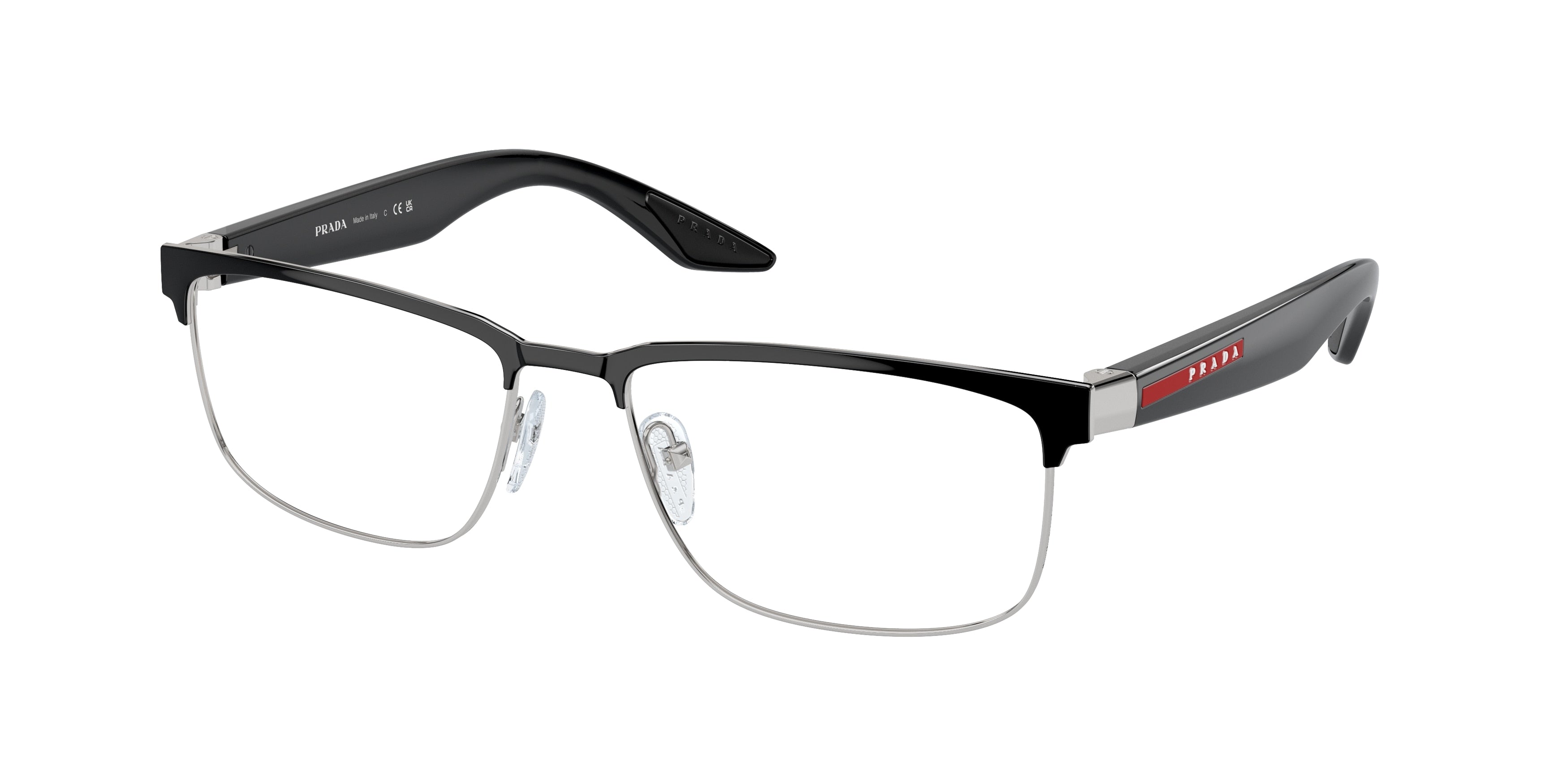 Prada Linea Rossa PS51PV Rectangle Eyeglasses  1AB1O1-Black 56-145-17 - Color Map Black