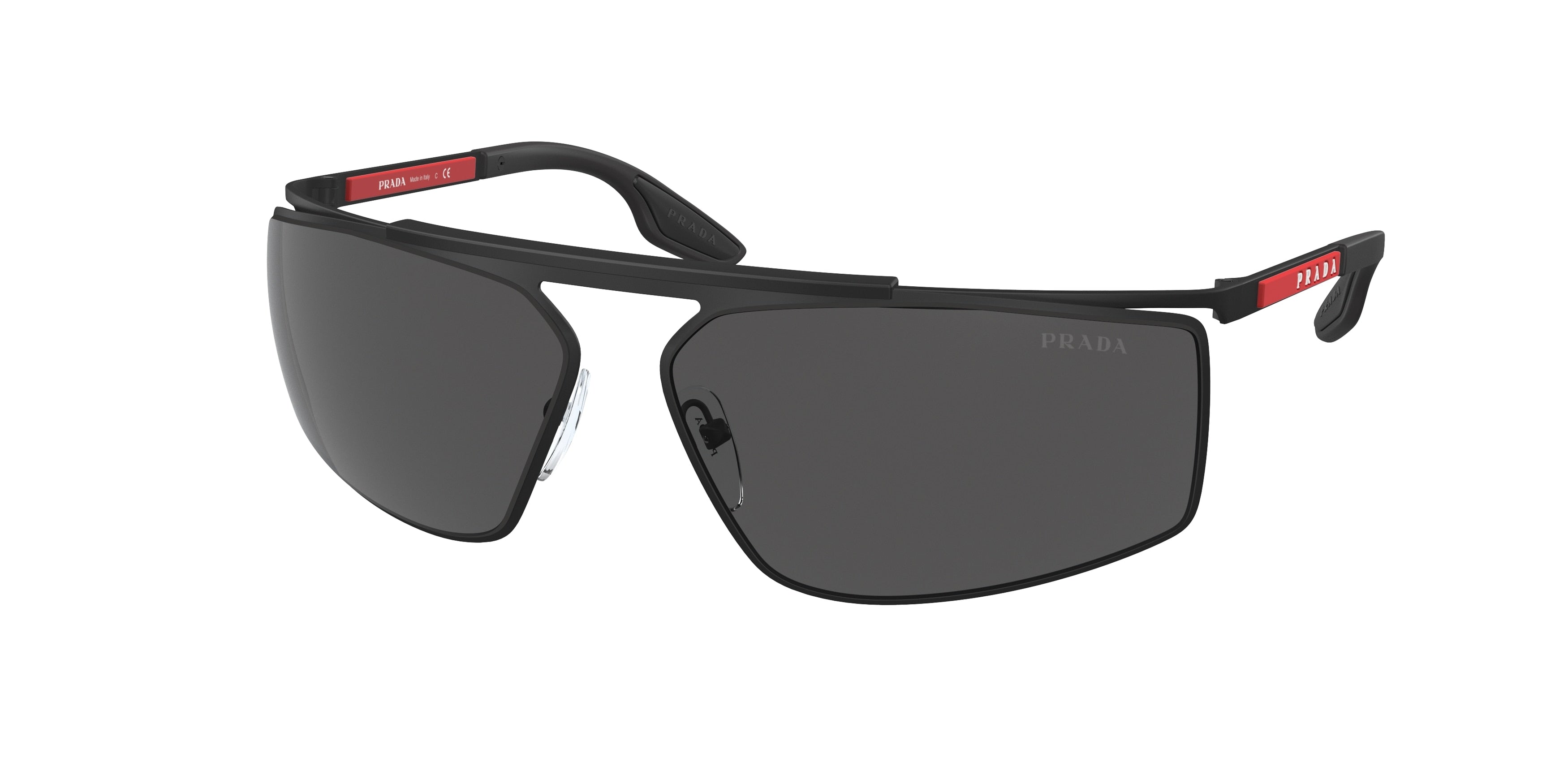 Prada Linea Rossa PS51WS Irregular Sunglasses  DG006F-Rubber Black 68-120-14 - Color Map Black