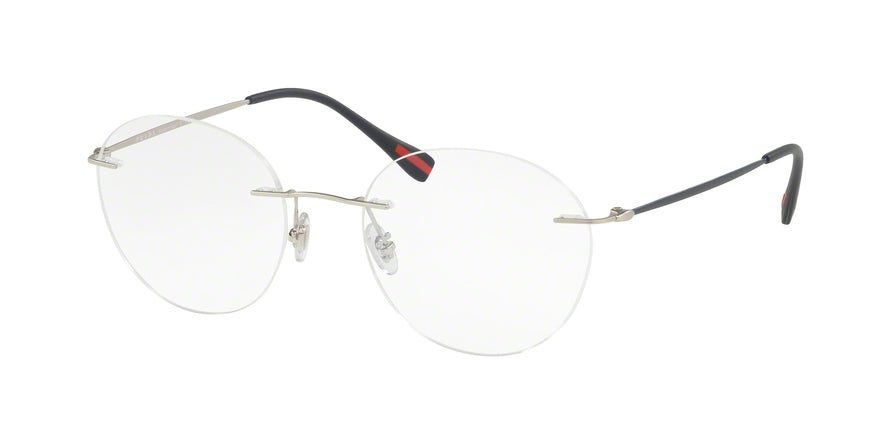 Prada Linea Rossa LIFESTYLE PS52IV Round Eyeglasses  1AP1O1-MATTE SILVER 52-19-140 - Color Map silver