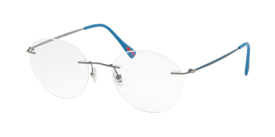 Prada Linea Rossa LIFESTYLE PS52IV Round Eyeglasses  7CQ1O1-MATTE GUNMETAL 52-19-140 - Color Map gunmetal