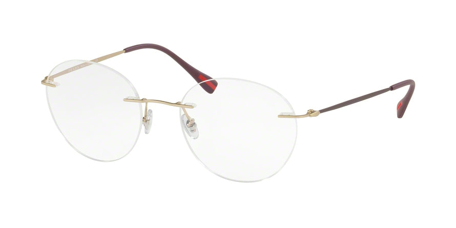 Prada Linea Rossa PS52IV Round Eyeglasses  EAG1O1-MATTE PALE GOLD 52-19-140 - Color Map gold