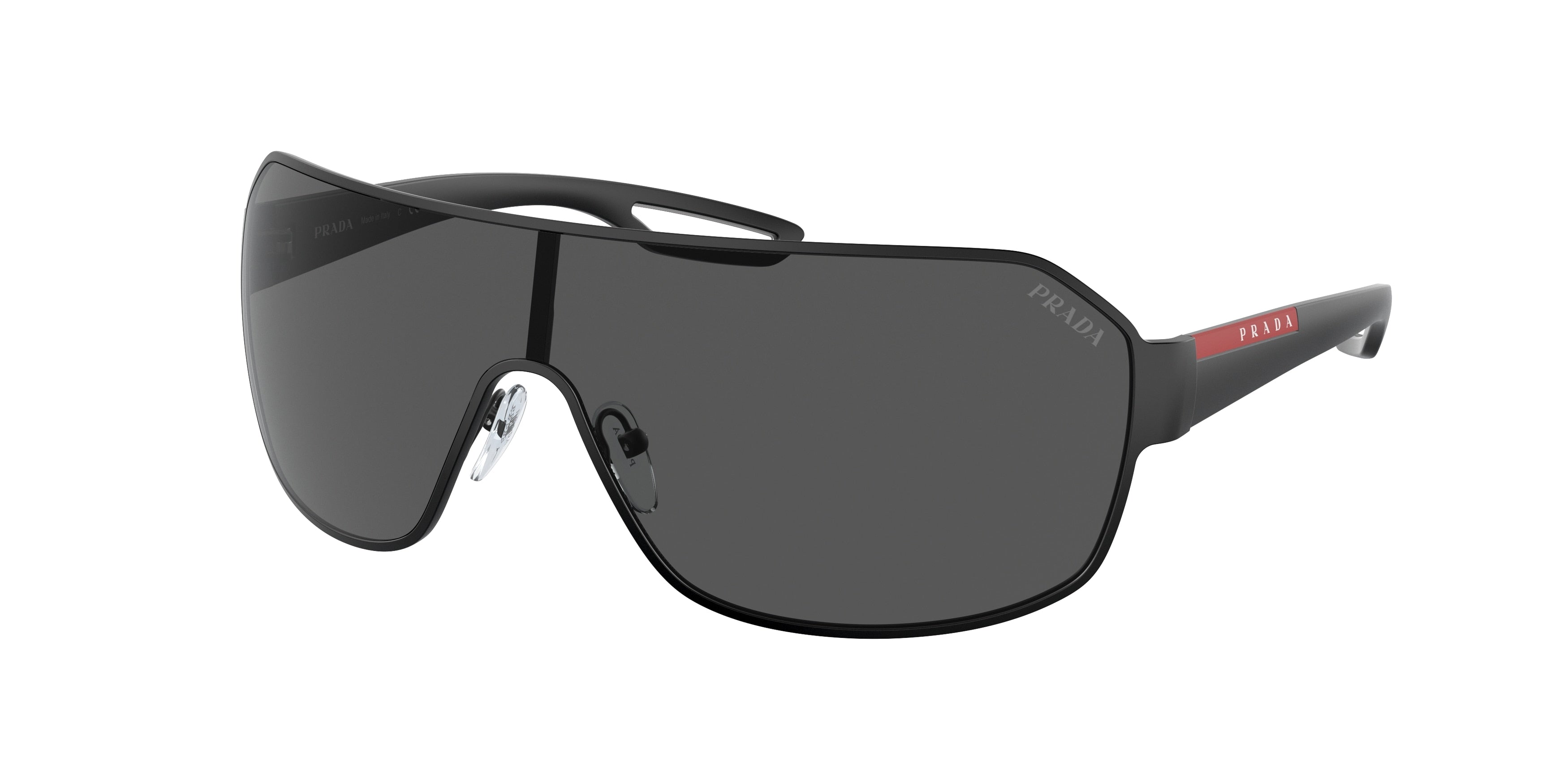 Prada Linea Rossa ACTIVE PS52QS Rectangle Sunglasses  DG01A1-Black Rubber 60-130-137 - Color Map Black