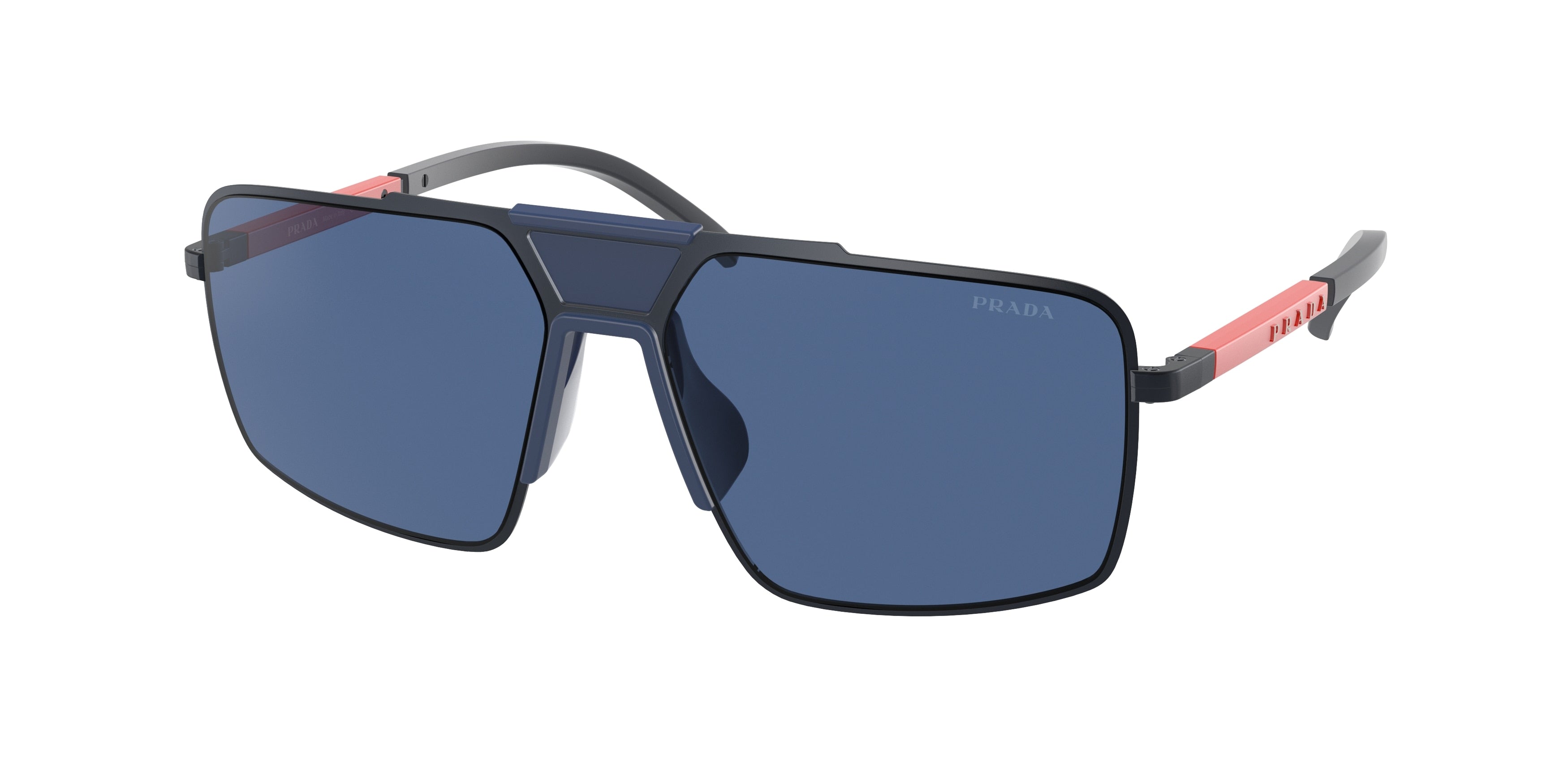 Prada Linea Rossa PS52XS Rectangle Sunglasses  06S07L-Matte Navy 58-145-16 - Color Map Blue