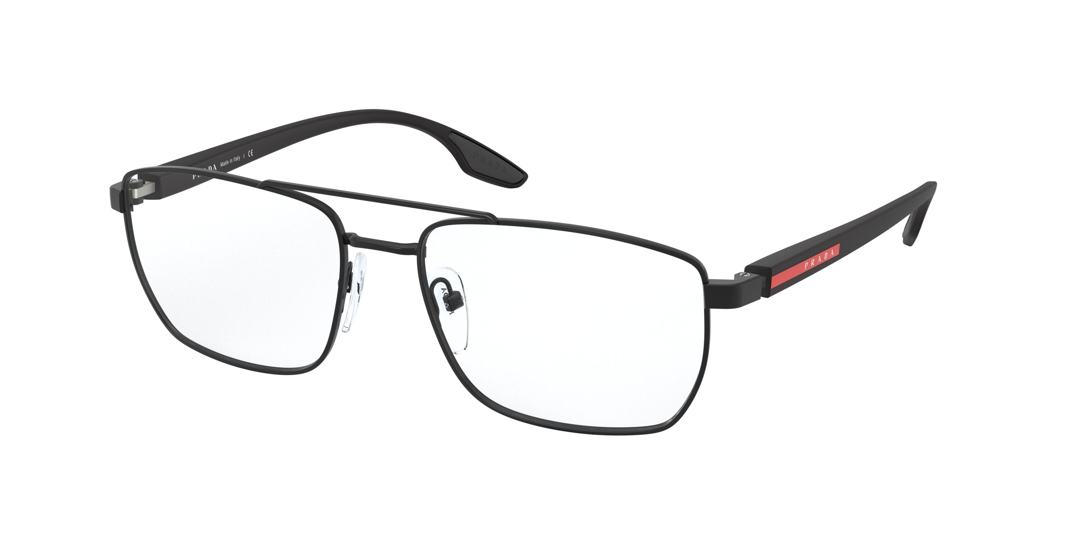 Prada Linea Rossa PS53MV Irregular Eyeglasses  1BO1O1-Matte Black 55-145-17 - Color Map Black