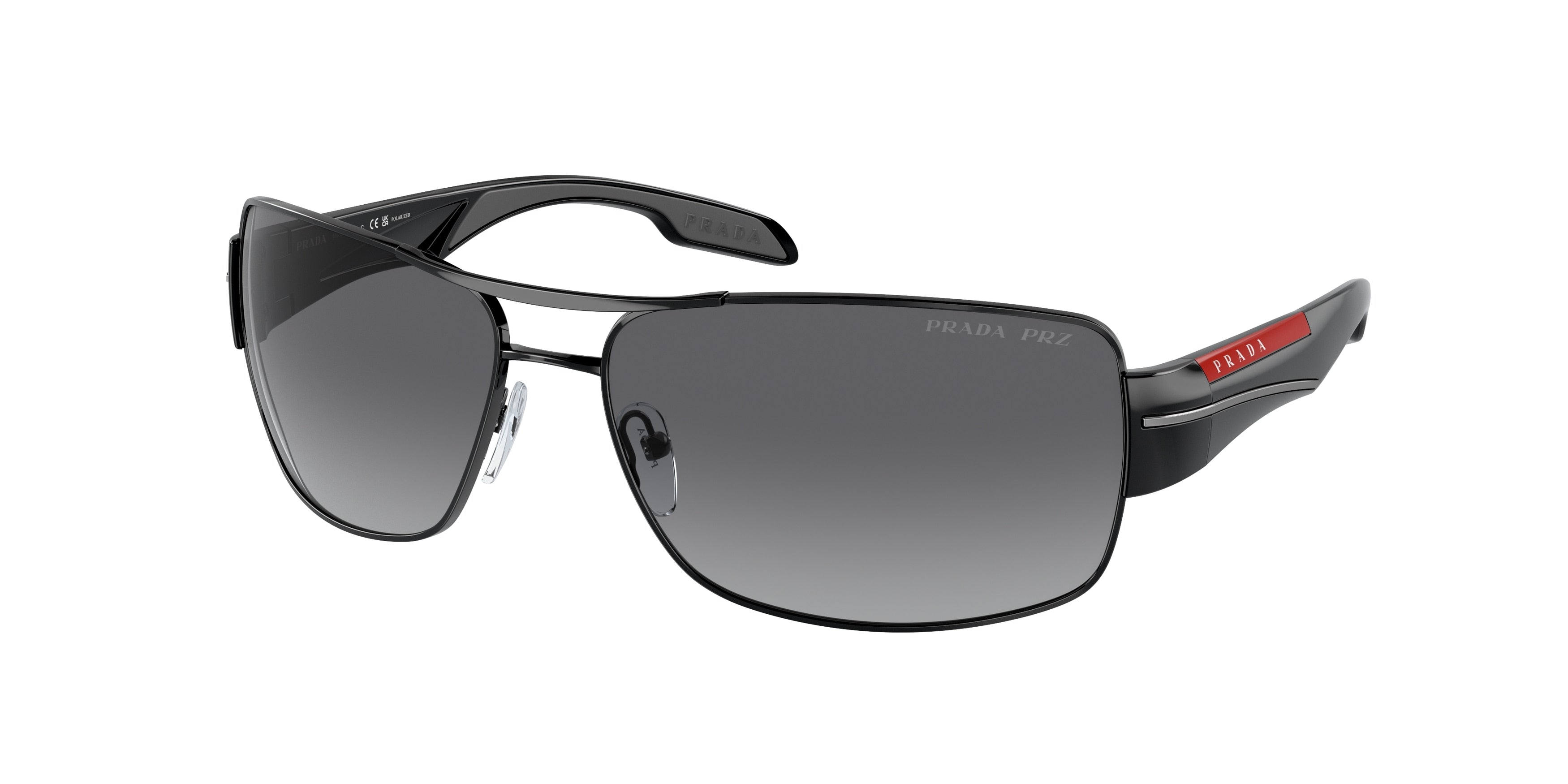 Prada Linea Rossa PS53NS Rectangle Sunglasses  7AX5W1-Black 65-130-16 - Color Map Black