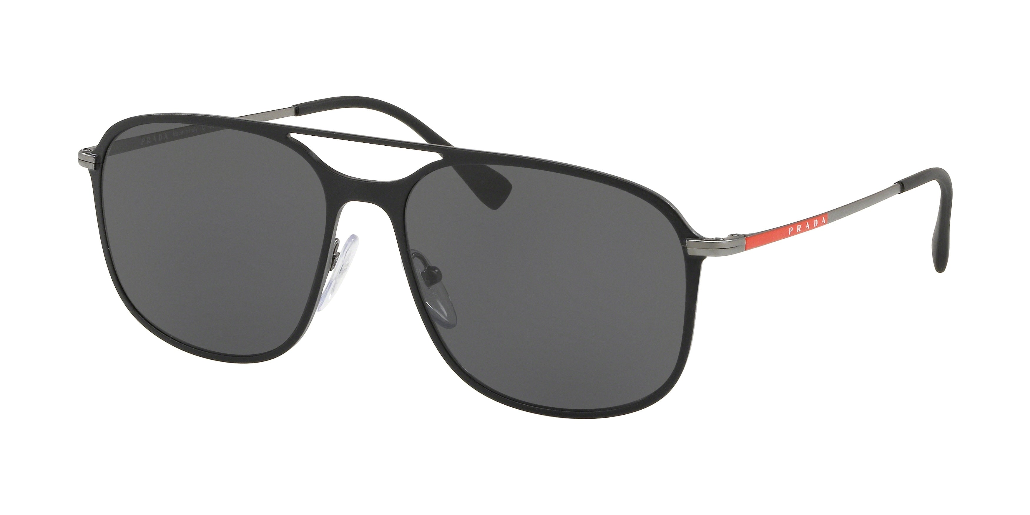 Prada Linea Rossa LIFESTYLE PS53TS Pillow Sunglasses  DG05S0-Black Rubber/Gunmetal Rubber 56-140-16 - Color Map Black