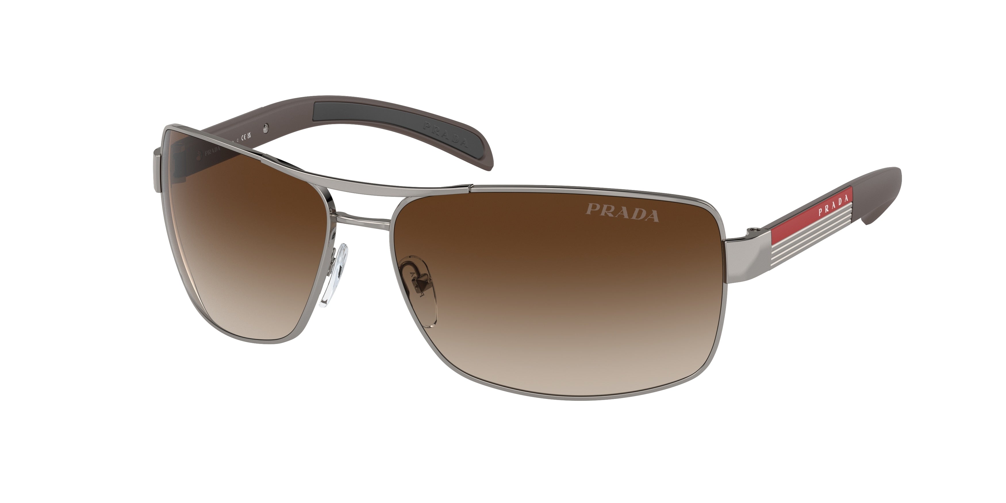 Prada Linea Rossa PS54IS Rectangle Sunglasses  5AV6S1-Gunmetal 65-125-14 - Color Map Grey
