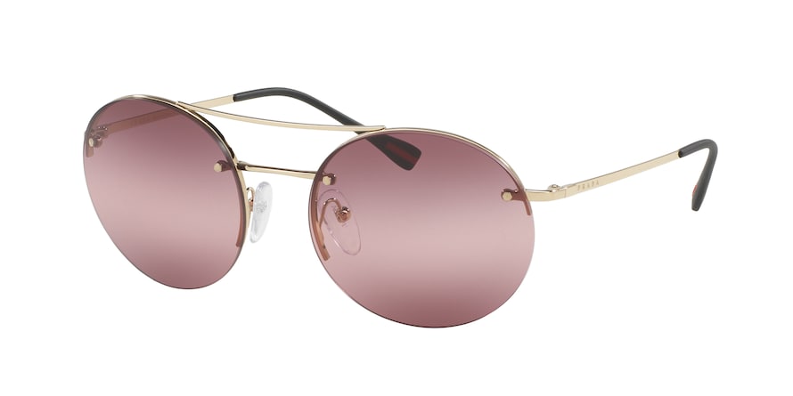 Prada Linea Rossa PS54RS Round Sunglasses  ZVN6M0-PALE GOLD 56-18-135 - Color Map gold