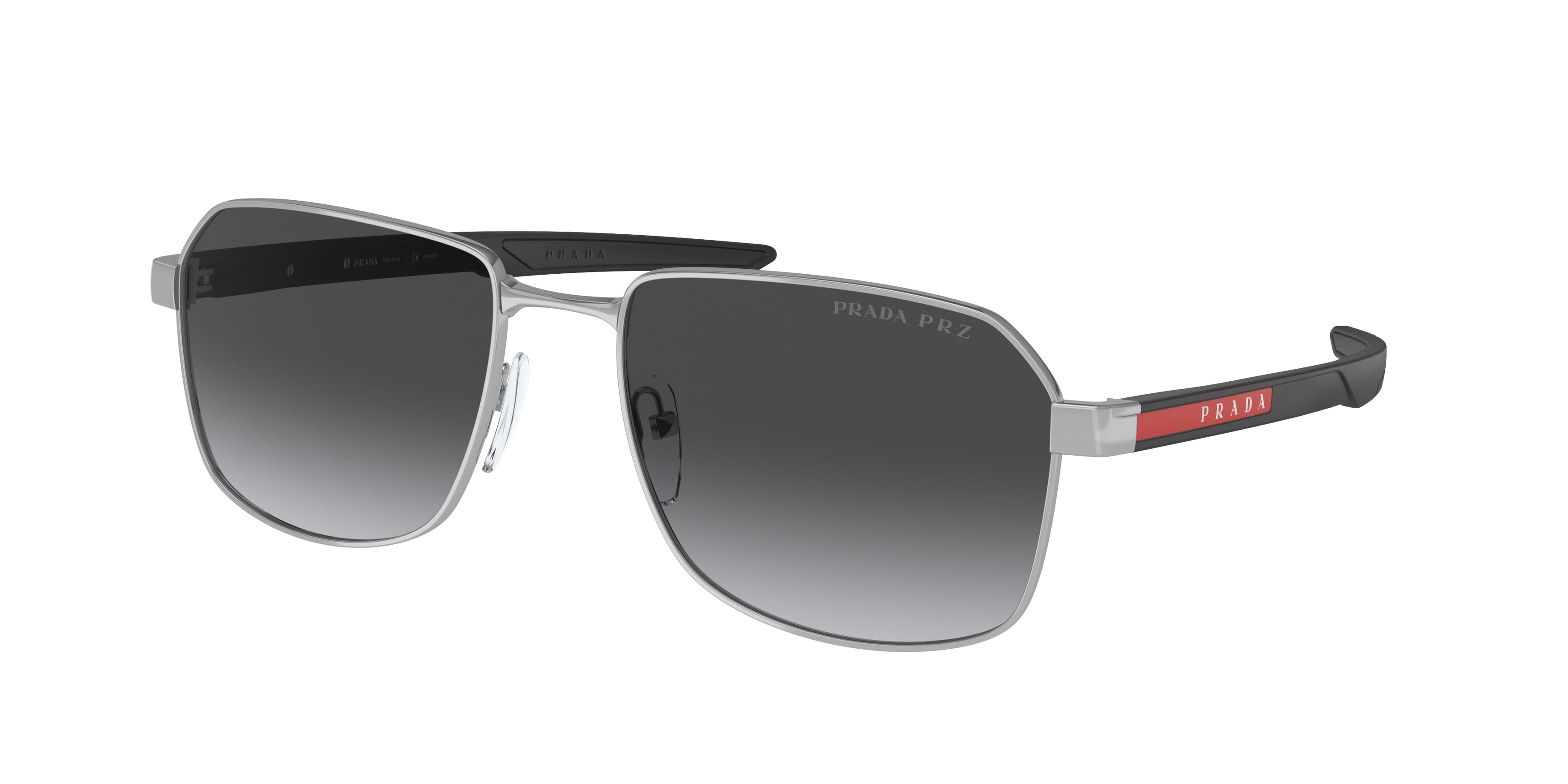 Prada Linea Rossa PS54WS Rectangle Sunglasses  1BC06G-Silver 57-140-18 - Color Map Silver