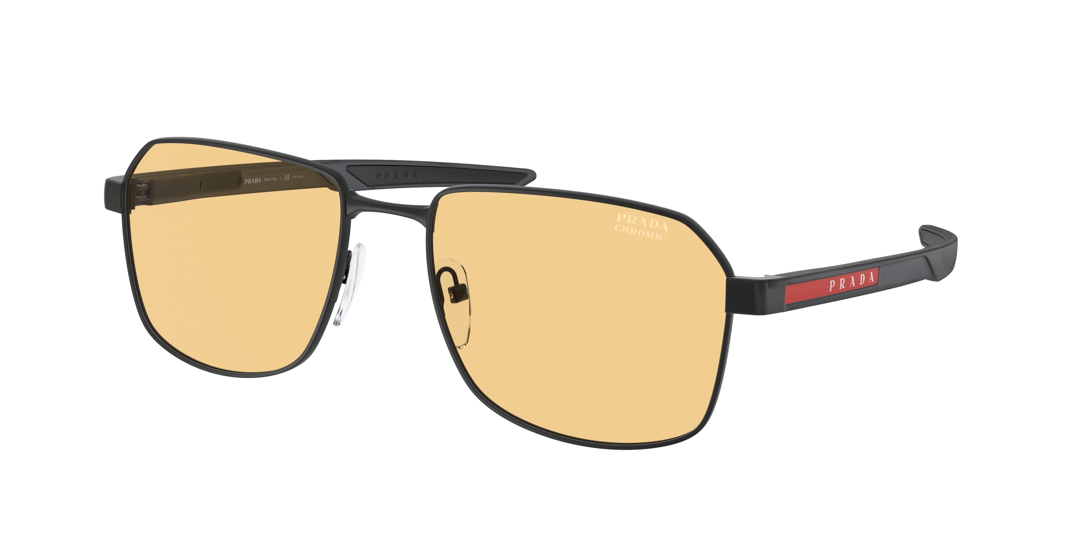 Prada Linea Rossa PS54WS Rectangle Sunglasses  DG001S-Matte Black 57-140-18 - Color Map Black