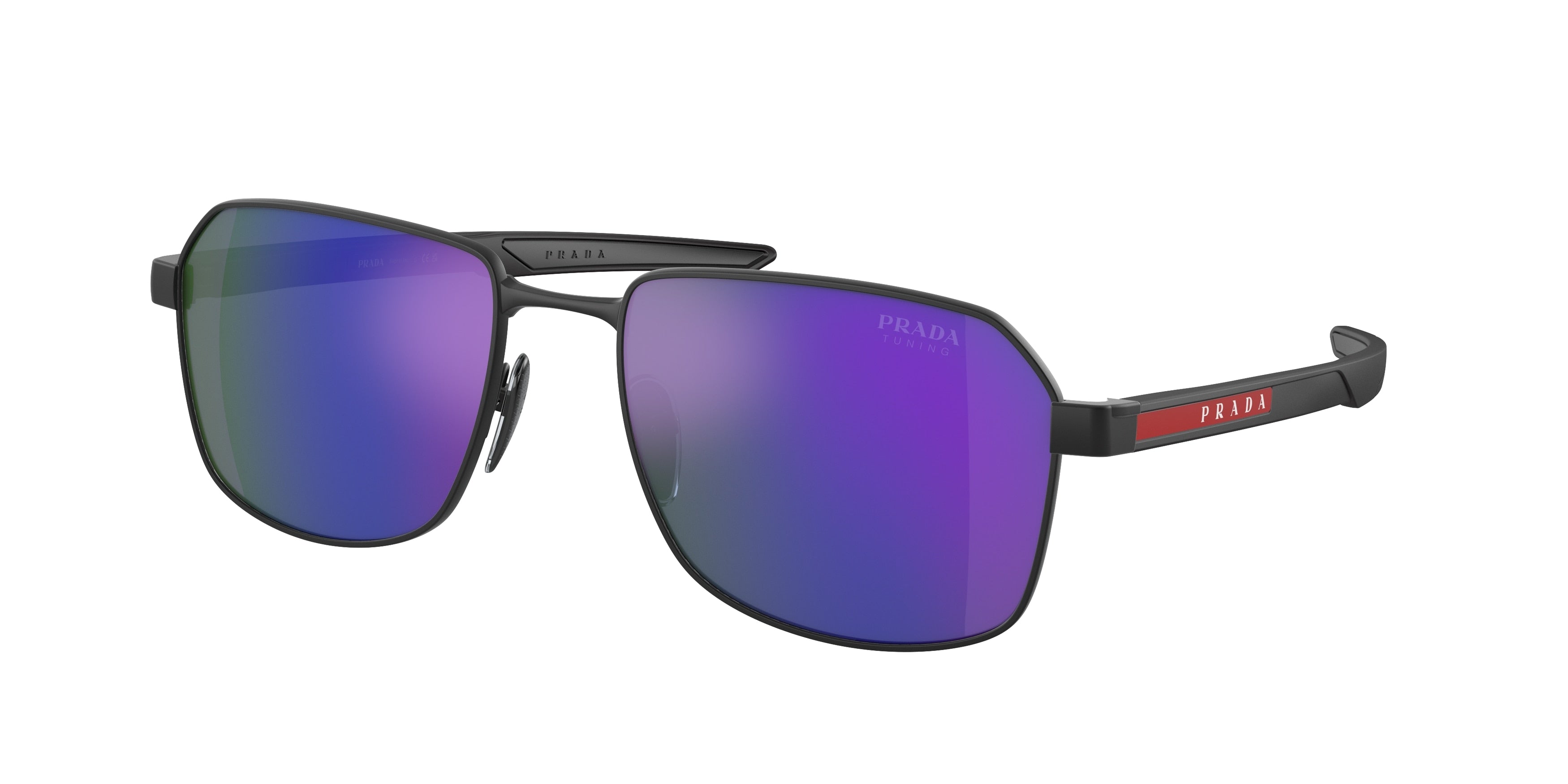 Prada Linea Rossa PS54WS Rectangle Sunglasses  DG005U-Black Rubber 57-140-18 - Color Map Black
