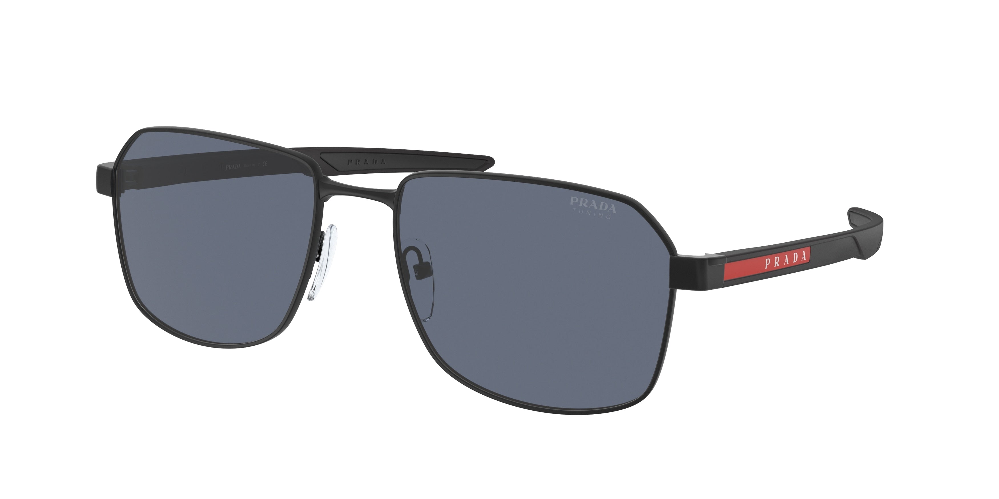 Prada Linea Rossa PS54WS Rectangle Sunglasses  DG009R-Black Rubber 57-140-18 - Color Map Black