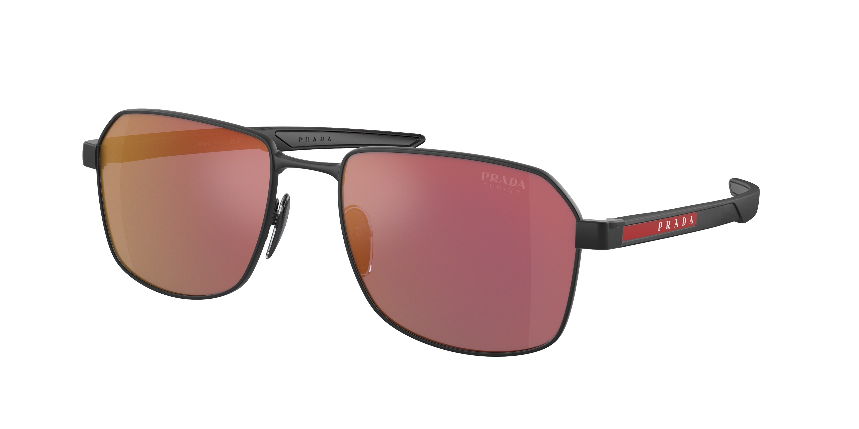 Prada Linea Rossa PS54WS Rectangle Sunglasses  DG010A-Black Rubber 57-140-18 - Color Map Black