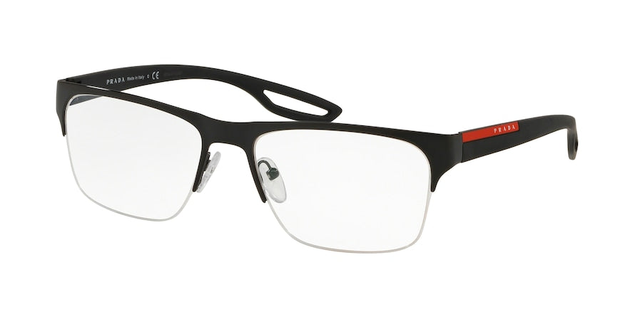 Prada Linea Rossa ACTIVE PS55FV Rectangle Eyeglasses  1AB1O1-BLACK 56-18-140 - Color Map gunmetal