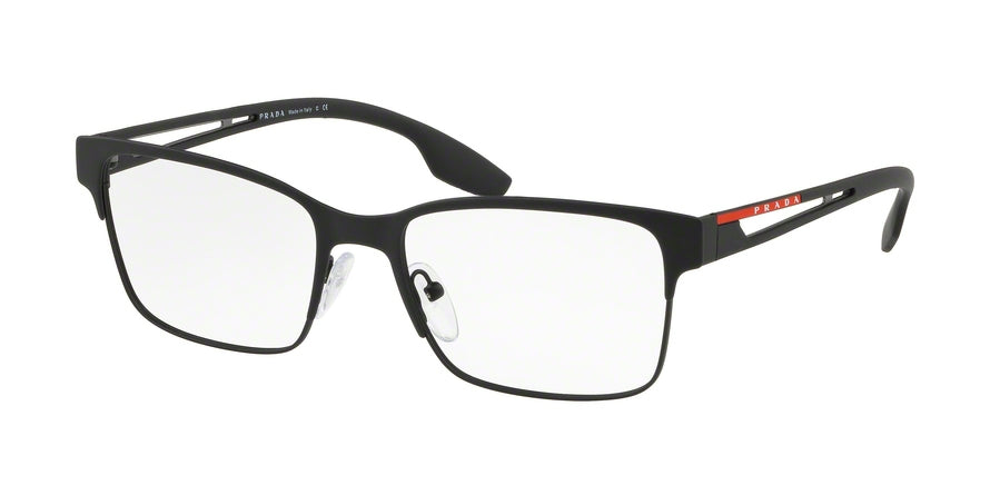 Prada Linea Rossa ACTIVE PS55IV Rectangle Eyeglasses  DG01O1-BLACK RUBBER 55-18-145 - Color Map black