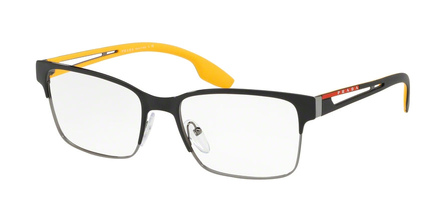 Prada Linea Rossa PS55IV Rectangle Eyeglasses  YDC1O1-BLACK/GUNMETAL 55-18-145 - Color Map black