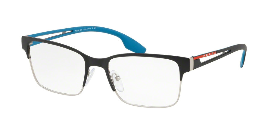 Prada Linea Rossa ACTIVE PS55IV Rectangle Eyeglasses  YTI1O1-MATTE BLACK/MATTE SILVER 55-18-145 - Color Map black