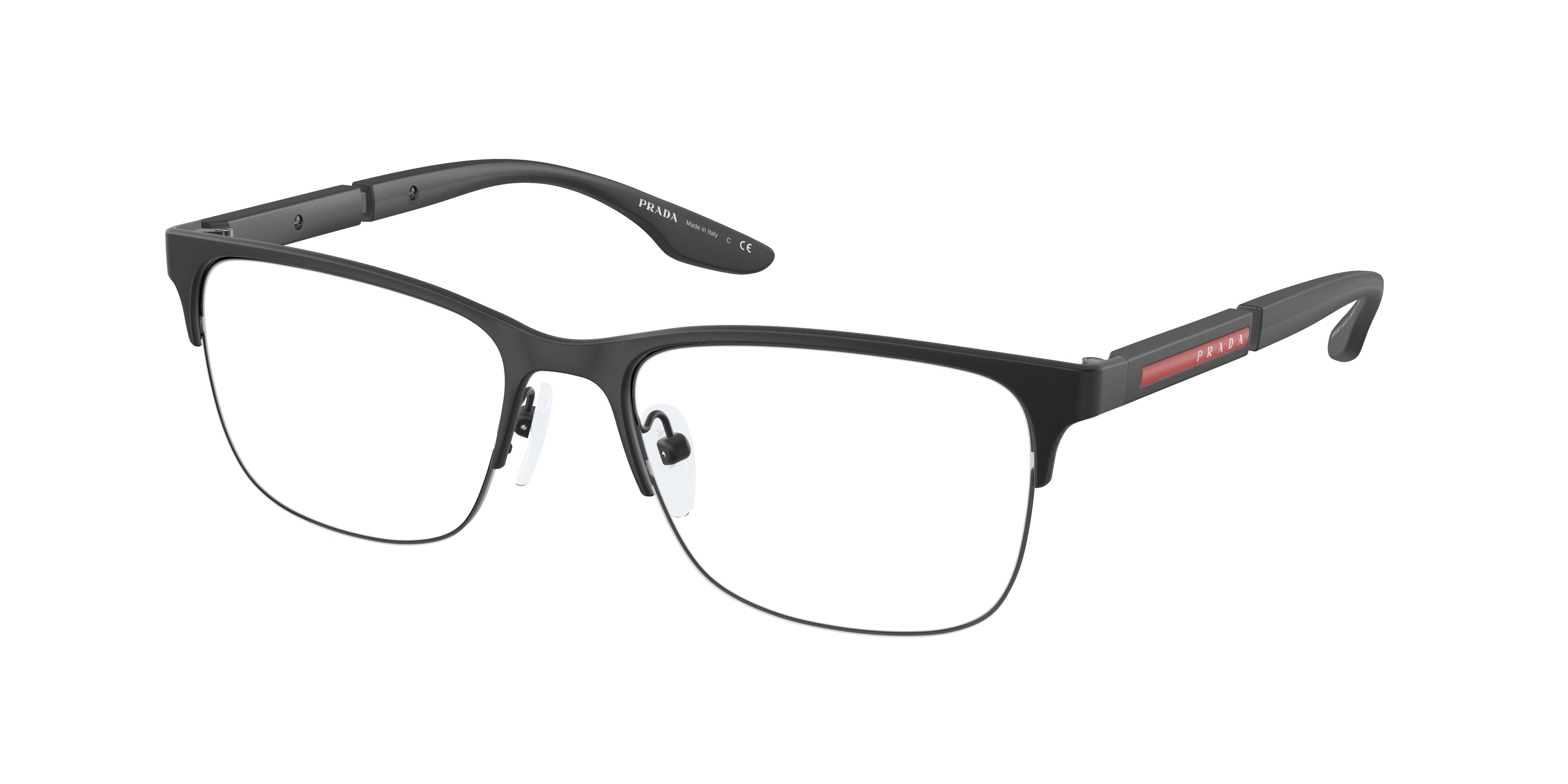 Prada Linea Rossa PS55OV Pillow Eyeglasses  DG01O1-Black Rubber 54-145-18 - Color Map Black