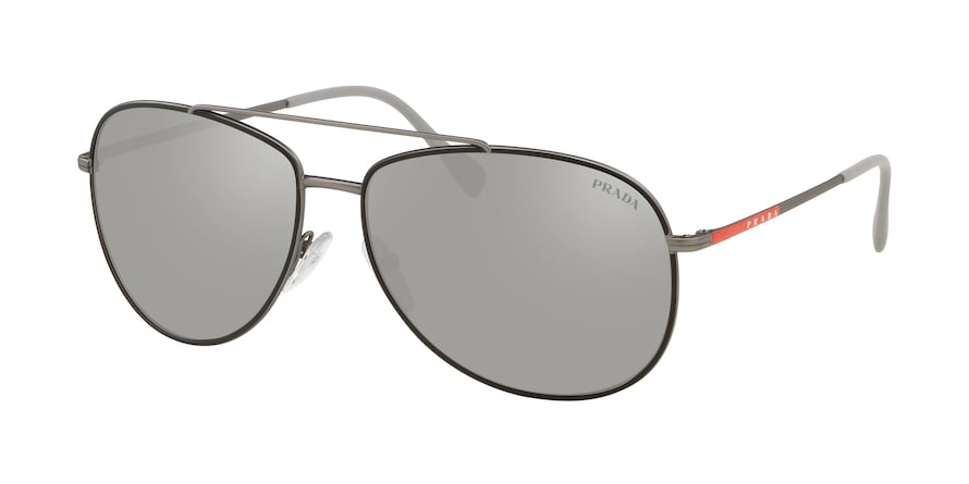 Prada Linea Rossa LIFESTYLE PS55US Pilot Sunglasses  6BJ2B0-BLACK RUBBER/GUNMETAL 61-15-145 - Color Map black