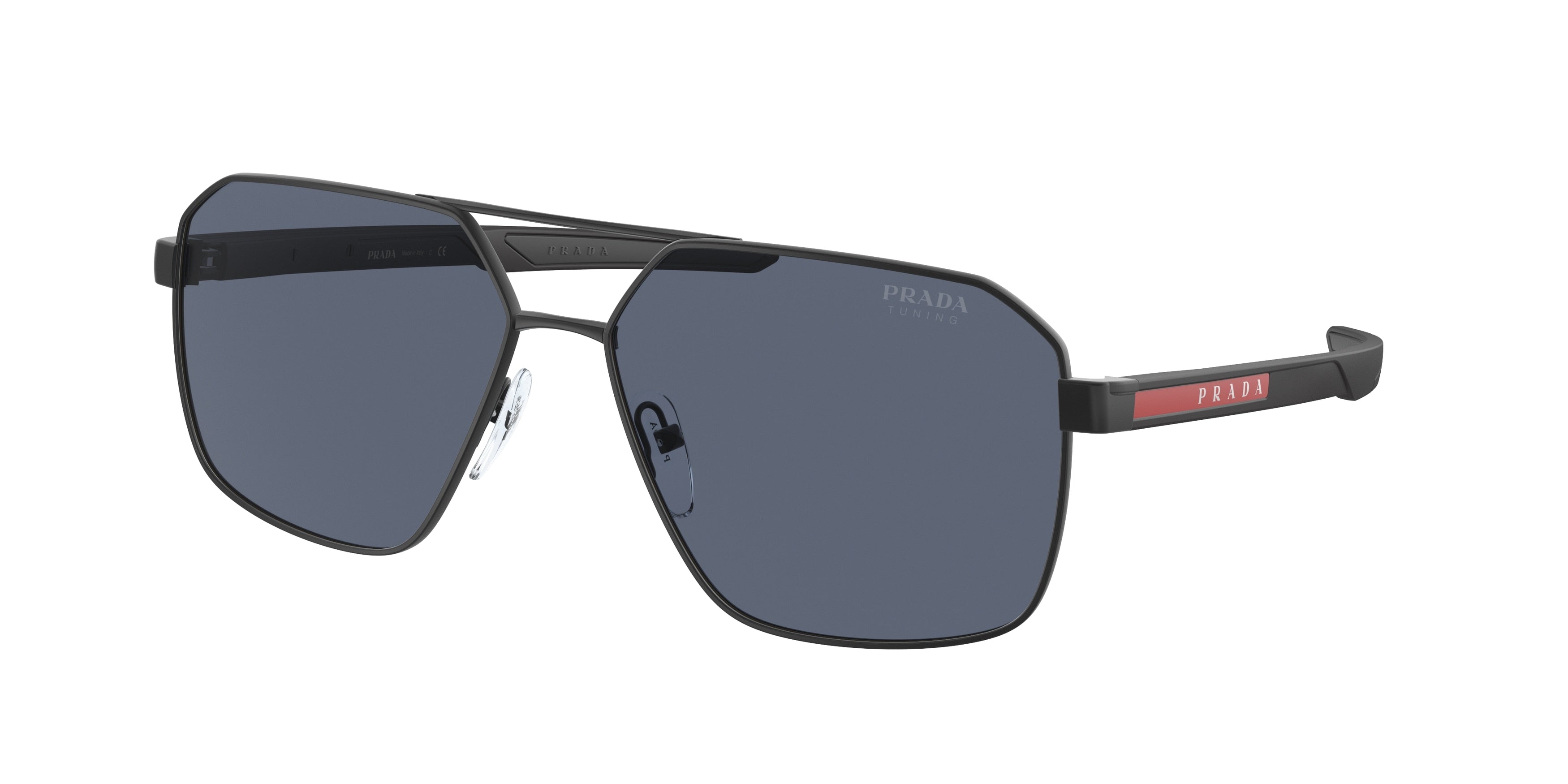 Prada Linea Rossa PS55WS Irregular Sunglasses  DG009R-Black Rubber 59-140-14 - Color Map Black