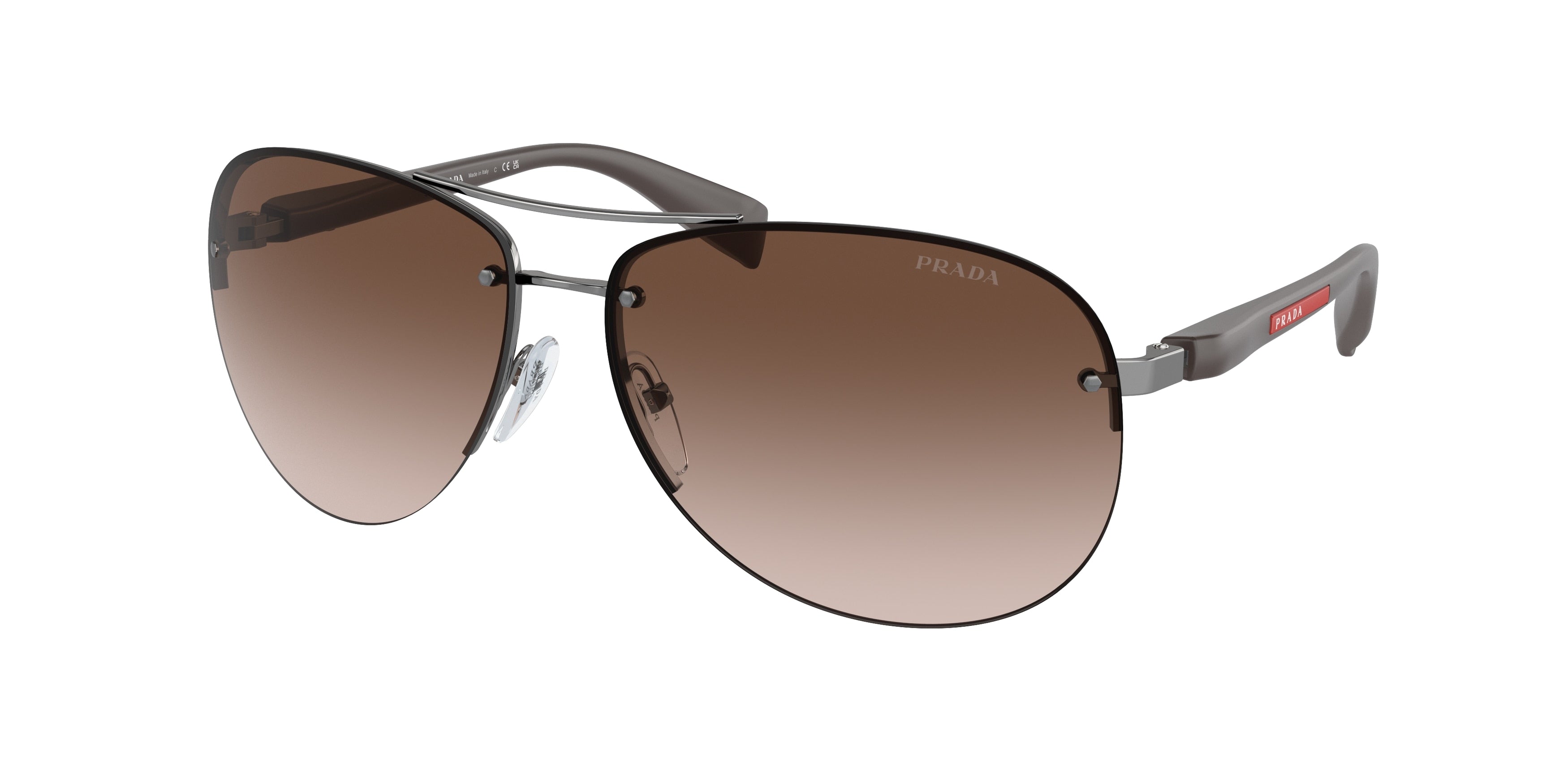 Prada Linea Rossa PS 56MS (65) PS56MS Pilot Sunglasses  5AV6S1-Gunmetal 62-130-14 - Color Map Grey