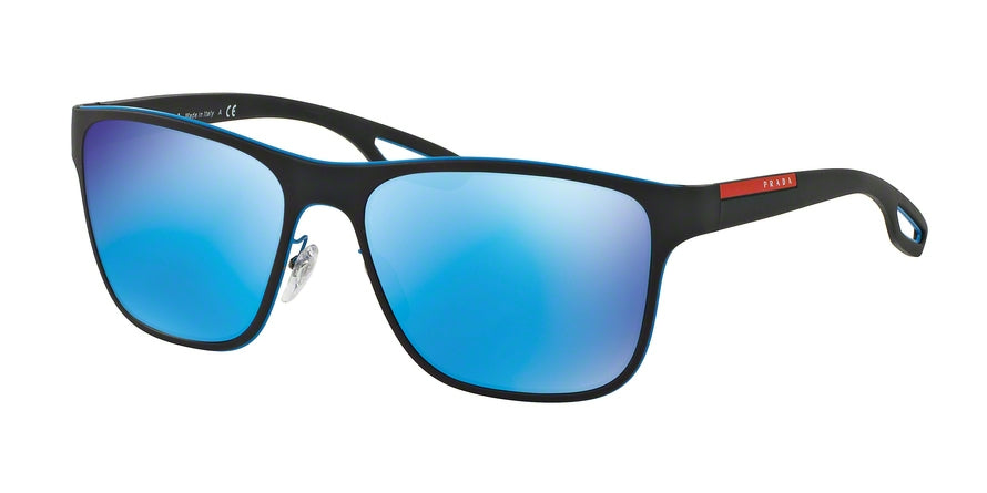 Prada Linea Rossa LJ SILVER PS56QS Square Sunglasses  VHK5M2-AZURE/BLACK RUBBER 56-18-140 - Color Map black