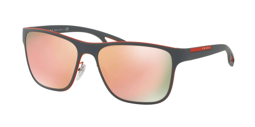 Prada Linea Rossa PS56QS Square Sunglasses  VHL6Q2-ORANGE/GREY RUBBER 56-18-140 - Color Map grey