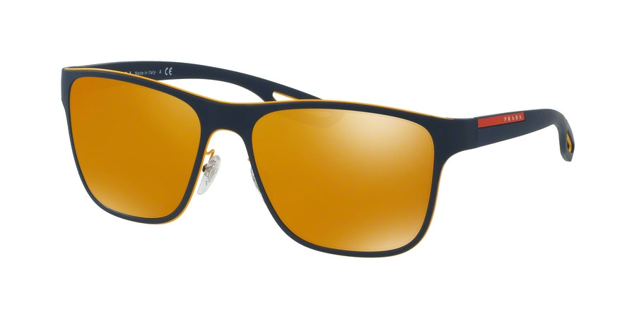 Prada Linea Rossa LJ SILVER PS56QS Square Sunglasses  VHM5N0-YELLOW/BLUE RUBBER 56-18-140 - Color Map blue