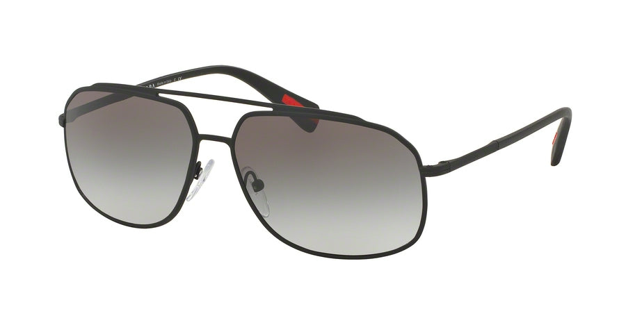 Prada Linea Rossa PS56RS Rectangle Sunglasses  DG00A7-BLACK RUBBER 60-14-140 - Color Map black