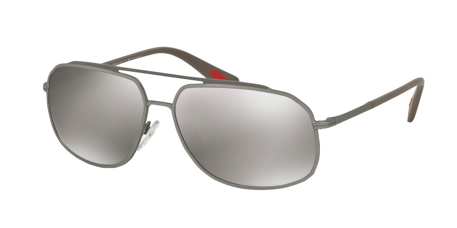 Prada Linea Rossa PS56RS Rectangle Sunglasses  DG15K0-BROWN/LEAD RUBBER 60-14-140 - Color Map gunmetal