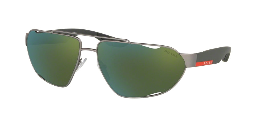 Prada Linea Rossa ACTIVE PS56US Irregular Sunglasses  DG13C0-GUNMETAL RUBBER 66-15-130 - Color Map gunmetal