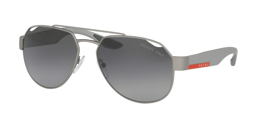 Prada Linea Rossa LIFESTYLE PS57US Irregular Sunglasses  4495W1-DARK GREY METAL RUBBER 59-15-140 - Color Map grey
