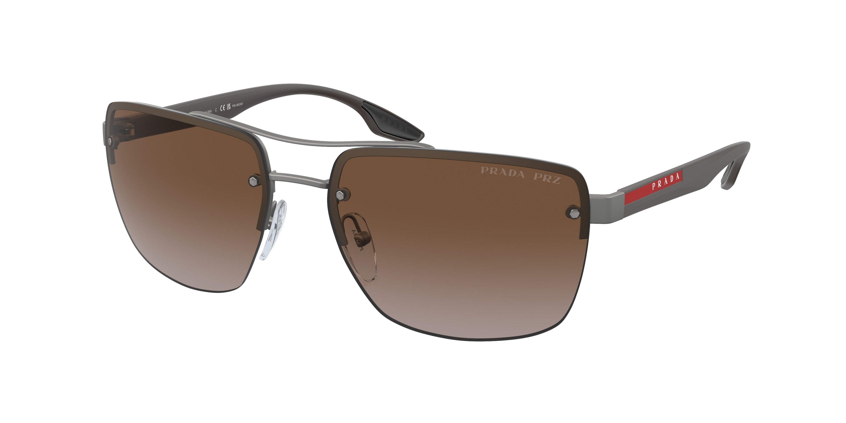 Prada Linea Rossa LIFESTYLE PS60US Square Sunglasses  DG1724-Gunmetal Rubber 62-140-16 - Color Map Grey
