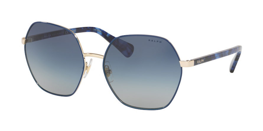 Ralph RA4124 Irregular Sunglasses  93854L-LIGHT GOLD/BLUE 60-16-140 - Color Map blue