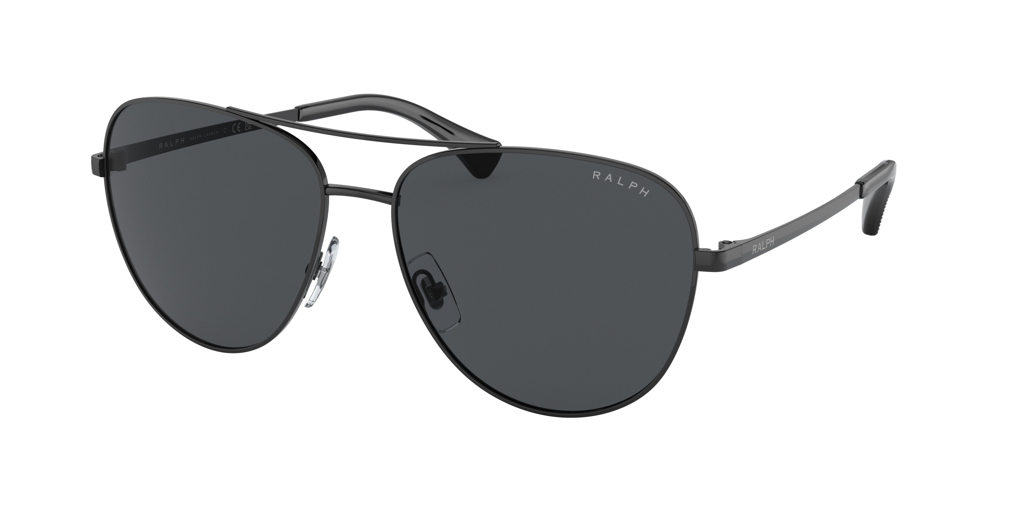 Ralph RA4139 Pilot Sunglasses  900387-Shiny Black 60-145-16 - Color Map Black