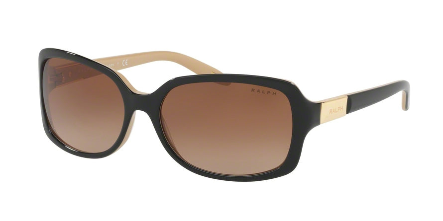Ralph RA5130 Rectangle Sunglasses  109013-SHINY BLACK ON NUDE 58-16-135 - Color Map black