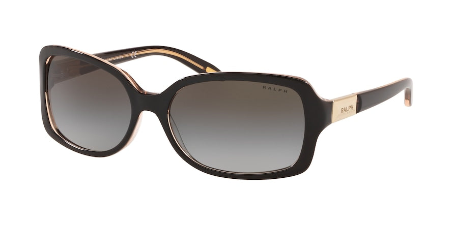 Ralph RA5130 Rectangle Sunglasses  58968G-SHINY BLACK ON TRANSP BROWN 58-16-135 - Color Map black