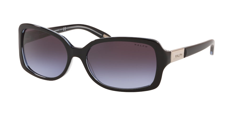 Ralph RA5130 Rectangle Sunglasses  58984Q-SHINY BLACK ON TRANSP BLUE 58-16-135 - Color Map black