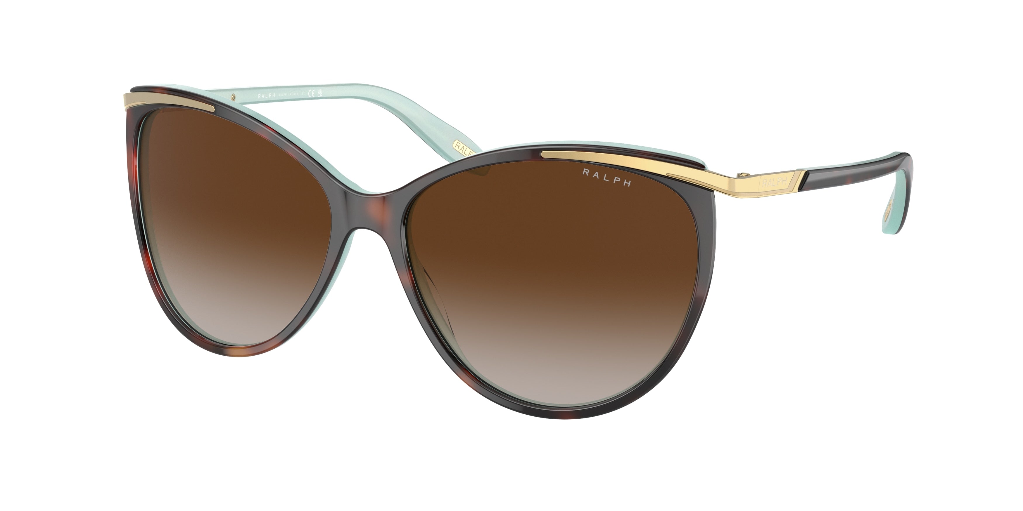 Ralph RA5150 Cat Eye Sunglasses  601/3B-Havana On Acquamarine 59-135-15 - Color Map Brown