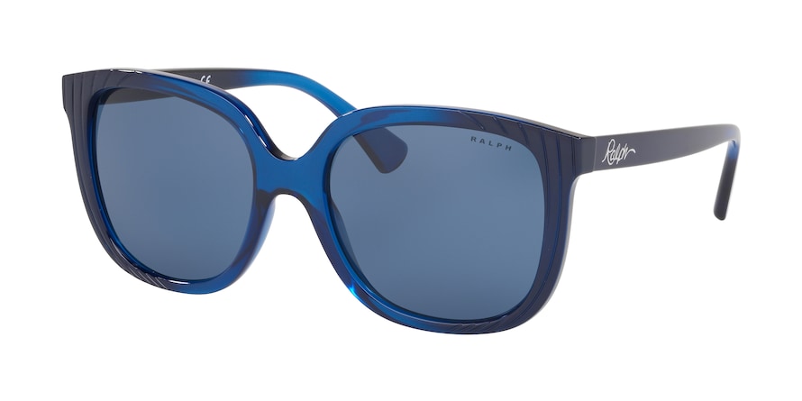 Ralph RA5257 Square Sunglasses  578180-BLUE HORIZONTAL DARK BLUE 55-18-140 - Color Map blue