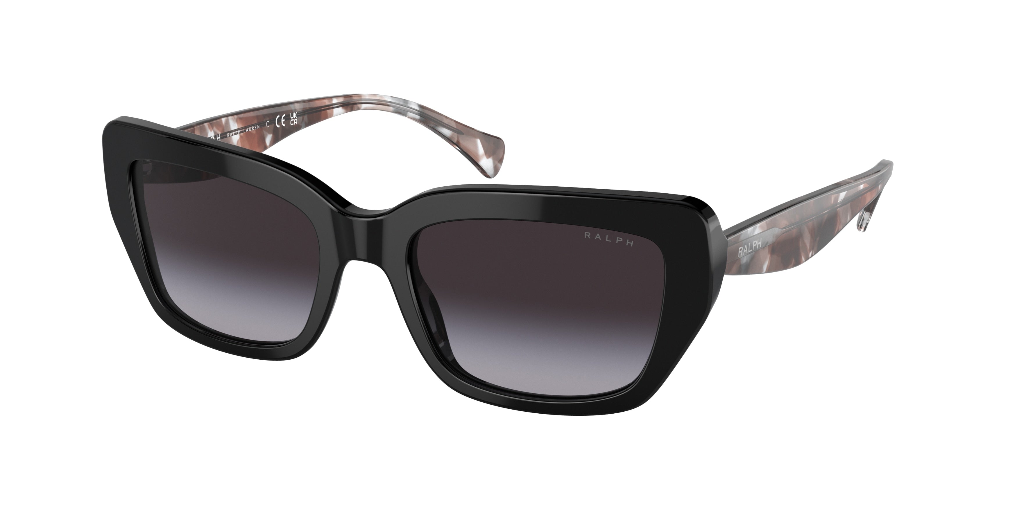 Ralph RA5292 Rectangle Sunglasses  50018G-Shiny Black 53-145-19 - Color Map Black