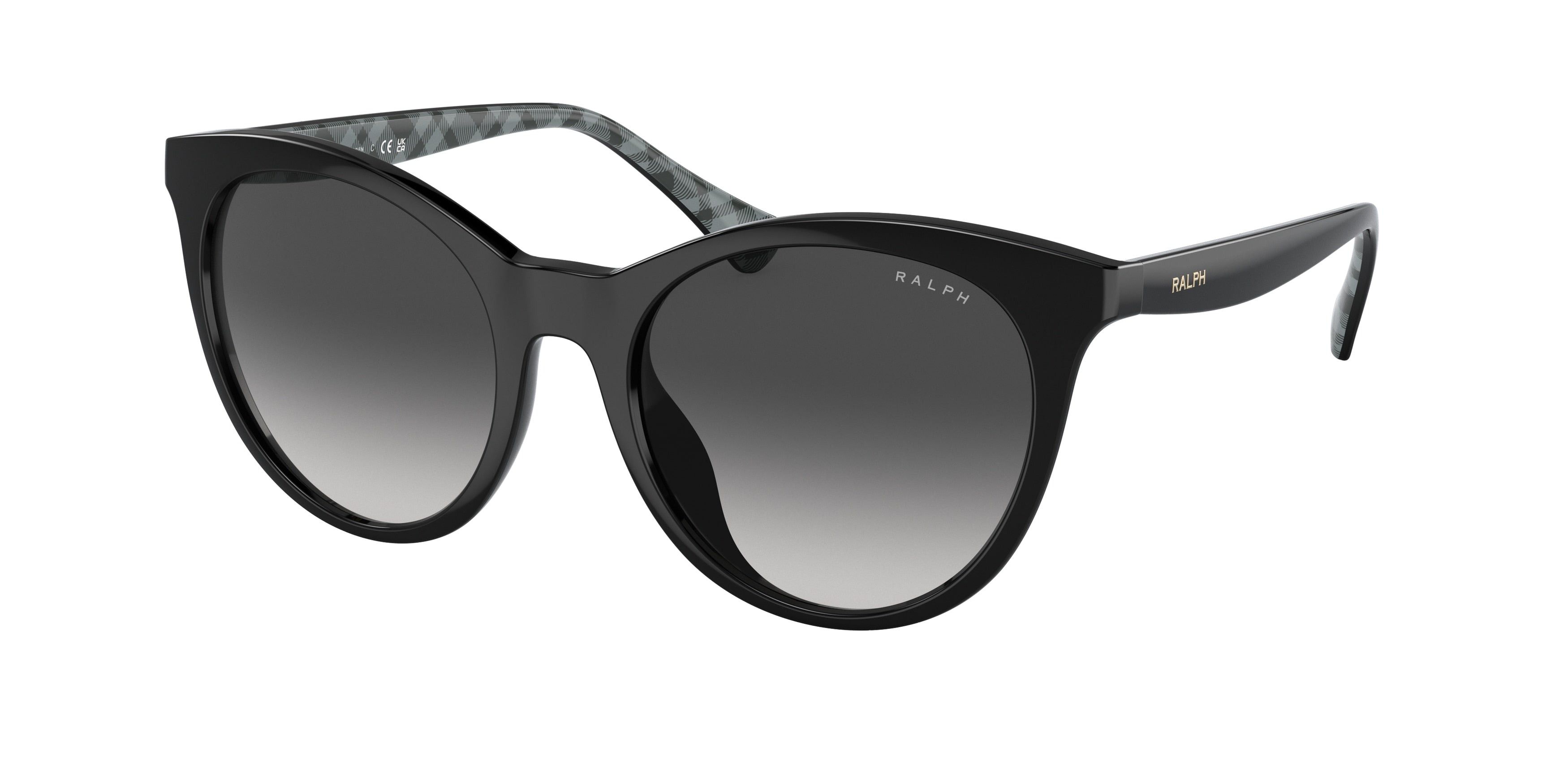 Ralph RA5294U Round Sunglasses  500187-Shiny Black 53-145-19 - Color Map Black