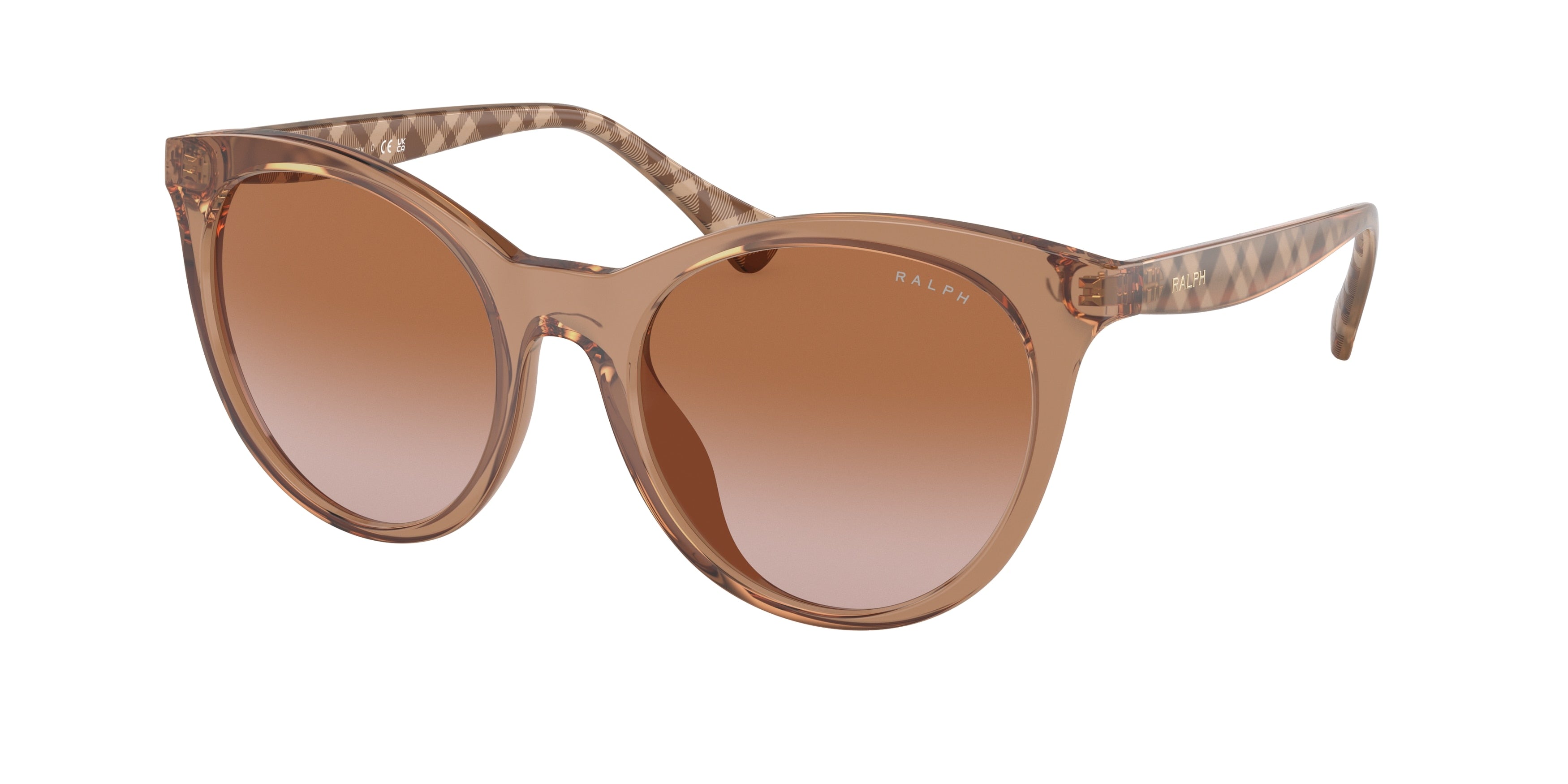 Ralph RA5294U Round Sunglasses  575013-Shiny Transparent Caramel 53-145-19 - Color Map Brown