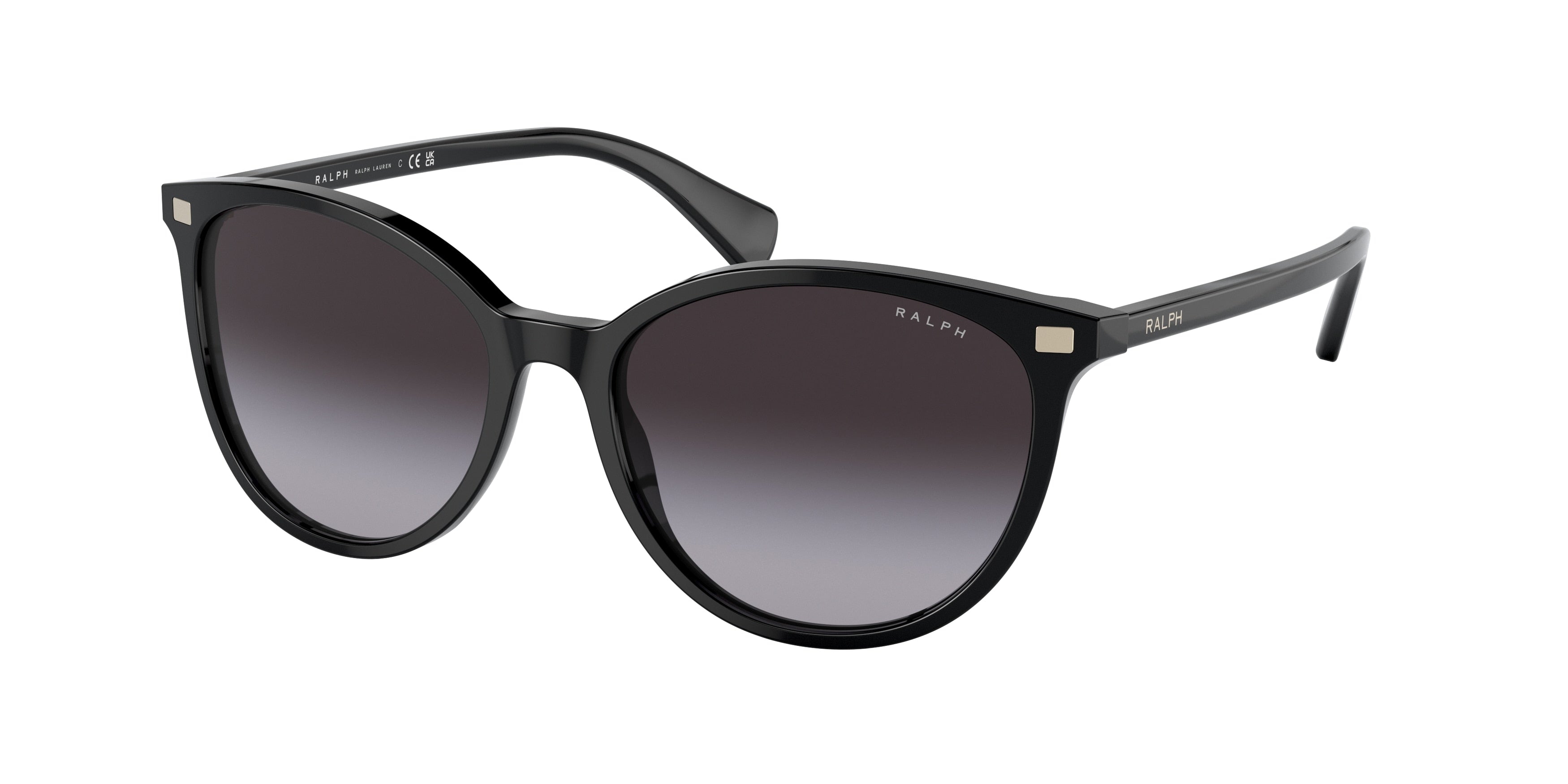 Ralph RA5296 Round Sunglasses  500187-Shiny Black 55-145-17 - Color Map Black