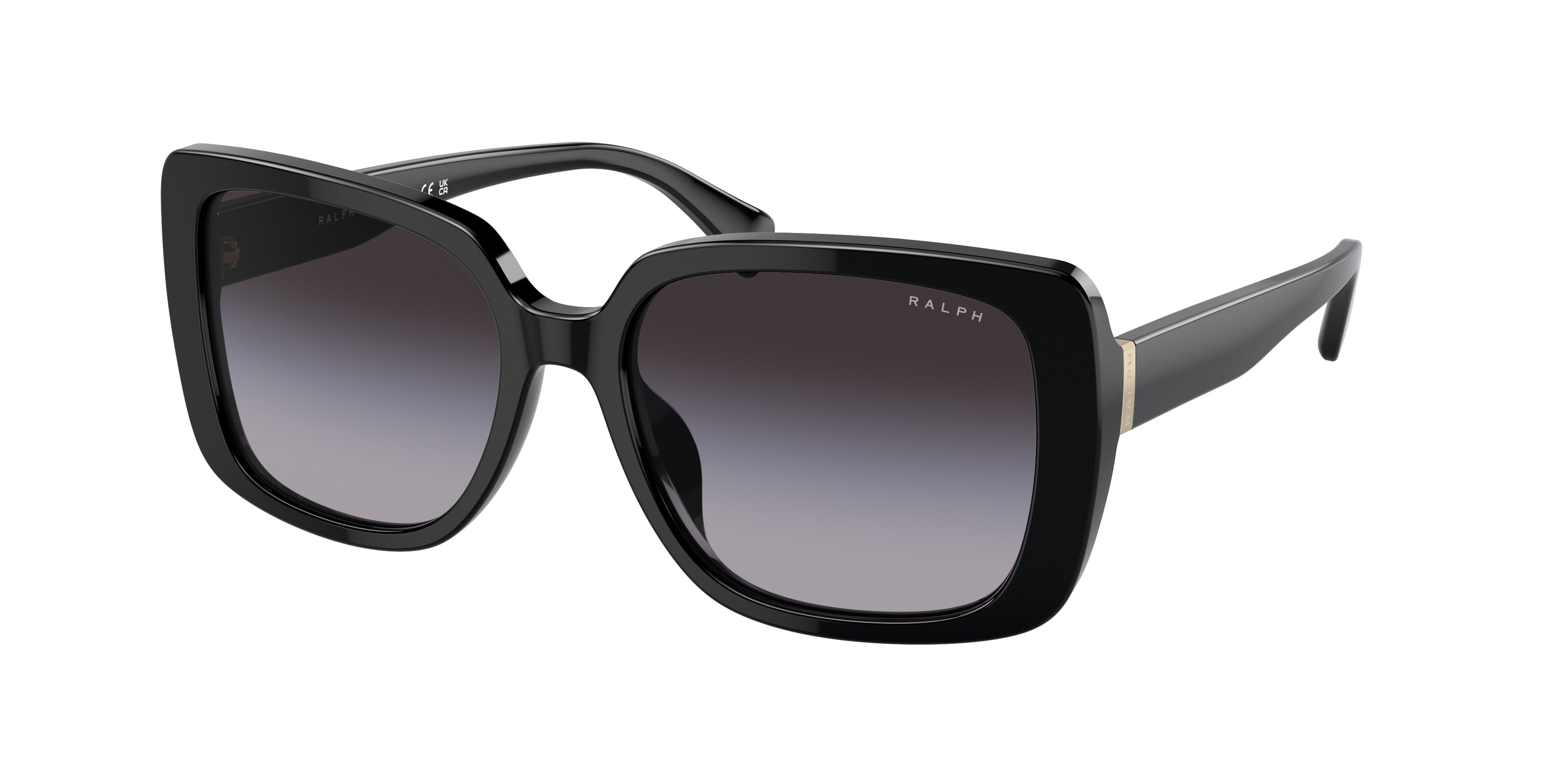 Ralph RA5298U Rectangle Sunglasses  50018G-Shiny Black 55-145-17 - Color Map Black